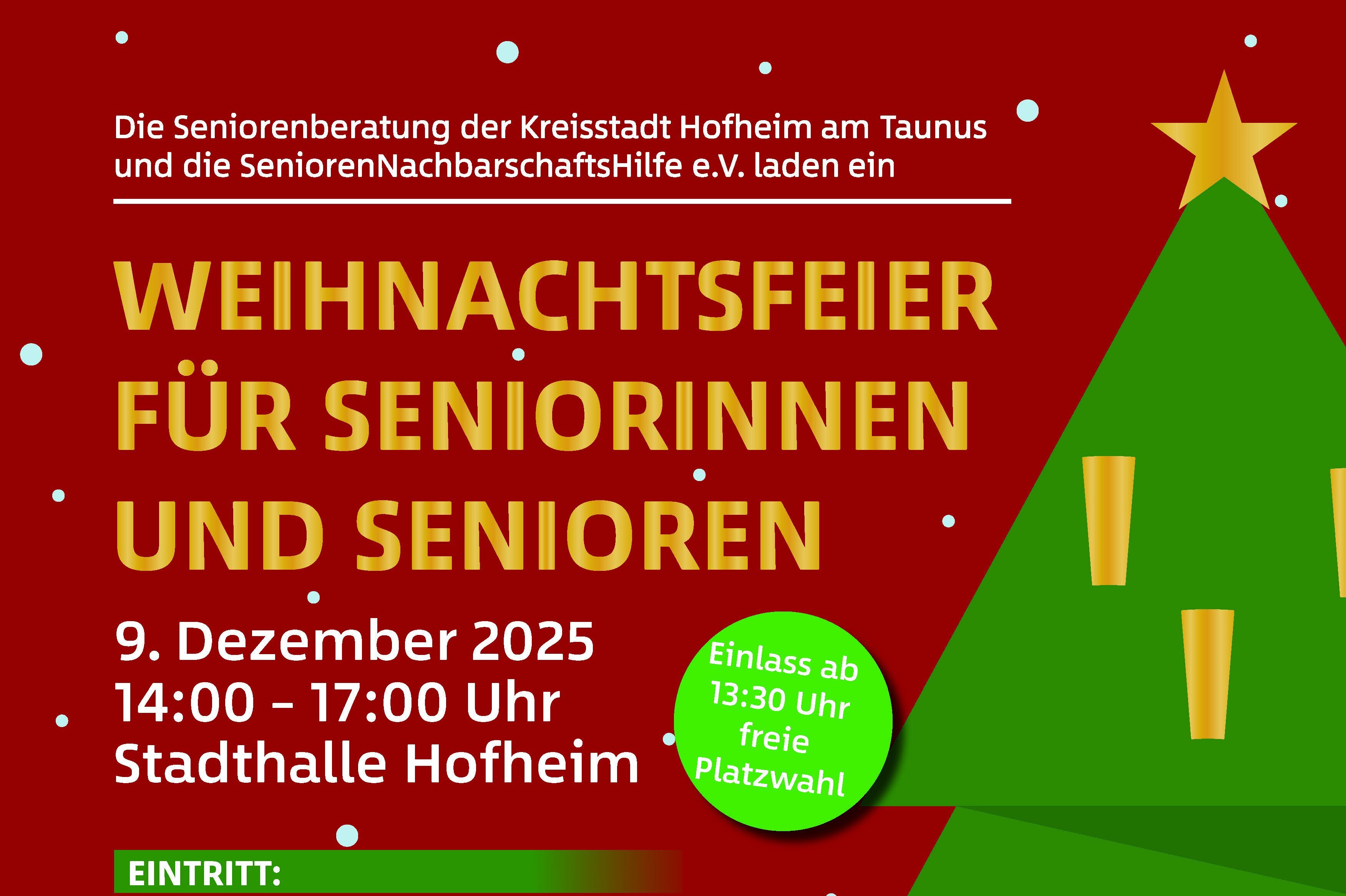 Plakat zur Seniorenweihnachtsfeier der Stadt Hofheim